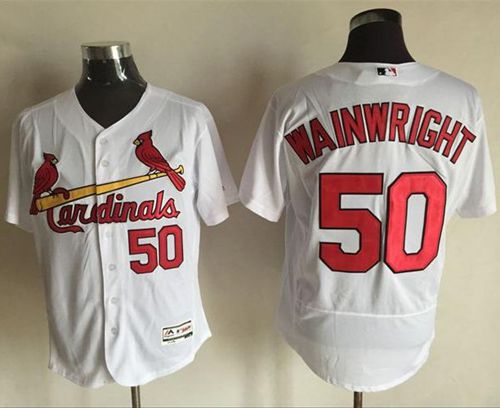 Cardinals #50 Adam Wainwright White Flexbase Authentic Collection Stitched MLB Jersey - Click Image to Close